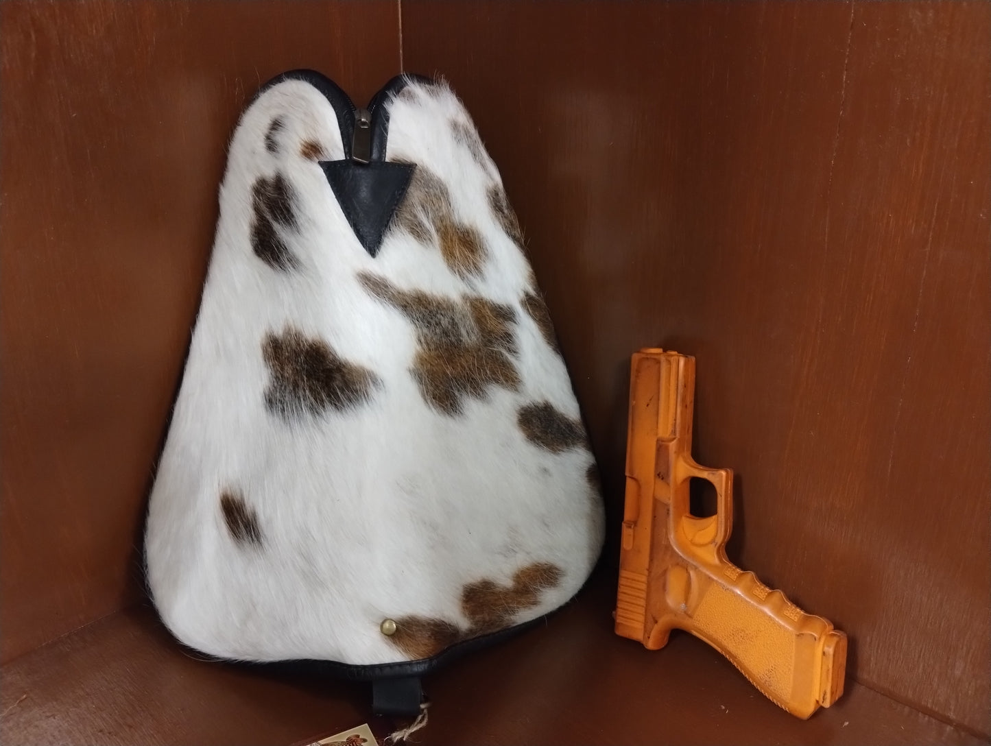 Western Linen Large Cowhide Handgun Bag Case - Exact Pictured Item