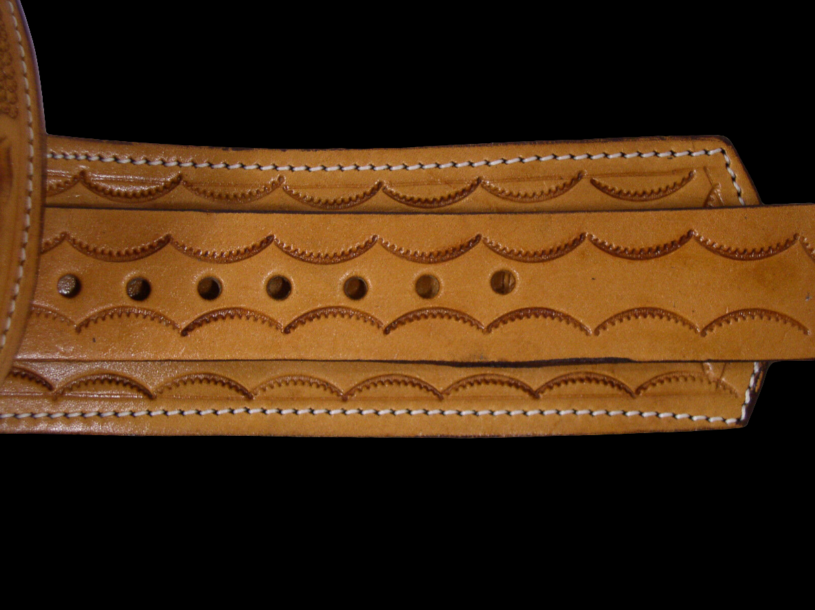 357/38/9mm Tan Tooled Desert Gunslinger Western Rig - Sheriff Rig: Full Grain Leather; Suede Lined - Right Handed