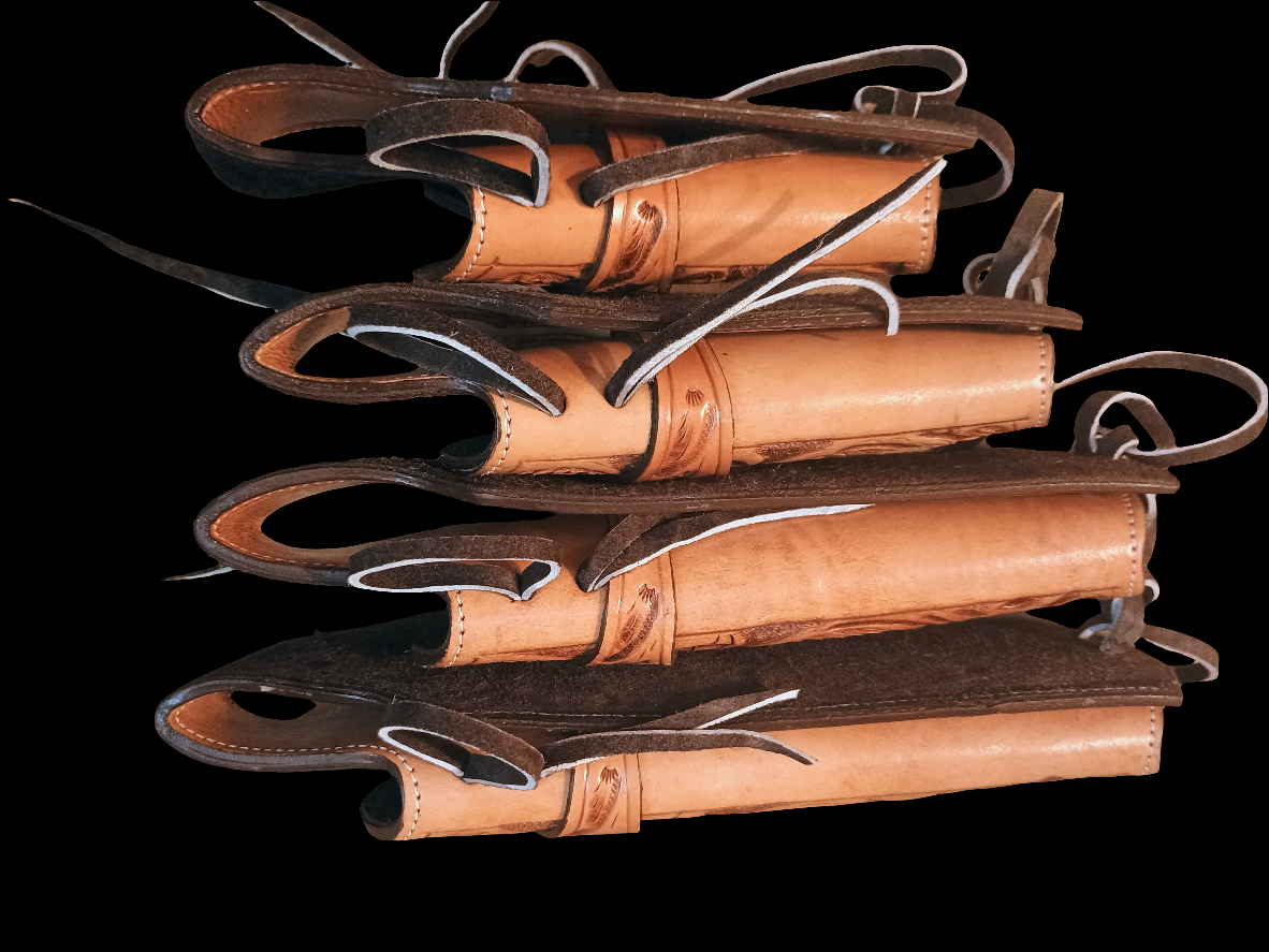 Hand Tooled TAN Leather Drop Leg Revolver Holster – LARGE Judge-Style Cowboy Holster for Ruger, Taurus Judge, S&W Governor | Suede Lined