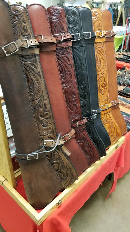 30-30 Tooled Rifle Scabbard - Genuine Full Grain Leather: Suede Lining