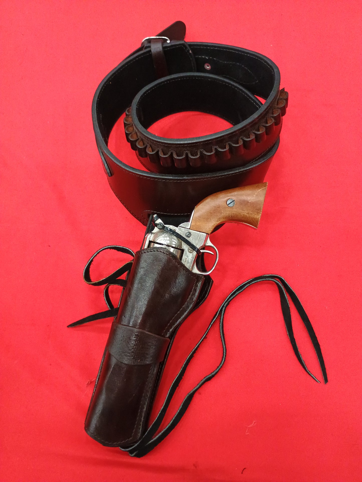 357/38/9mm LEFT Smooth Plain Brown Desert Gunslinger Western Rig - Cowboy Rig: Full Grain Leather; Suede Lined - LEFT Handed