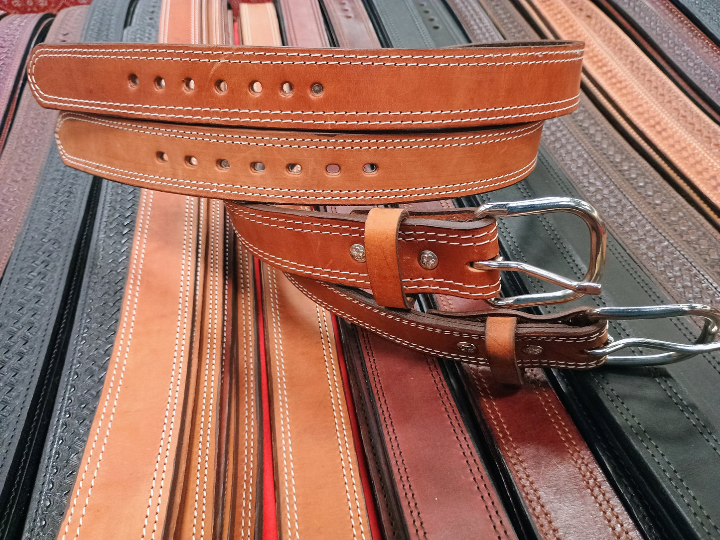 Classic Carry Double Stitch Smooth Full Grain Leather Concealed Carry / Western Belt - Saddle Tan
