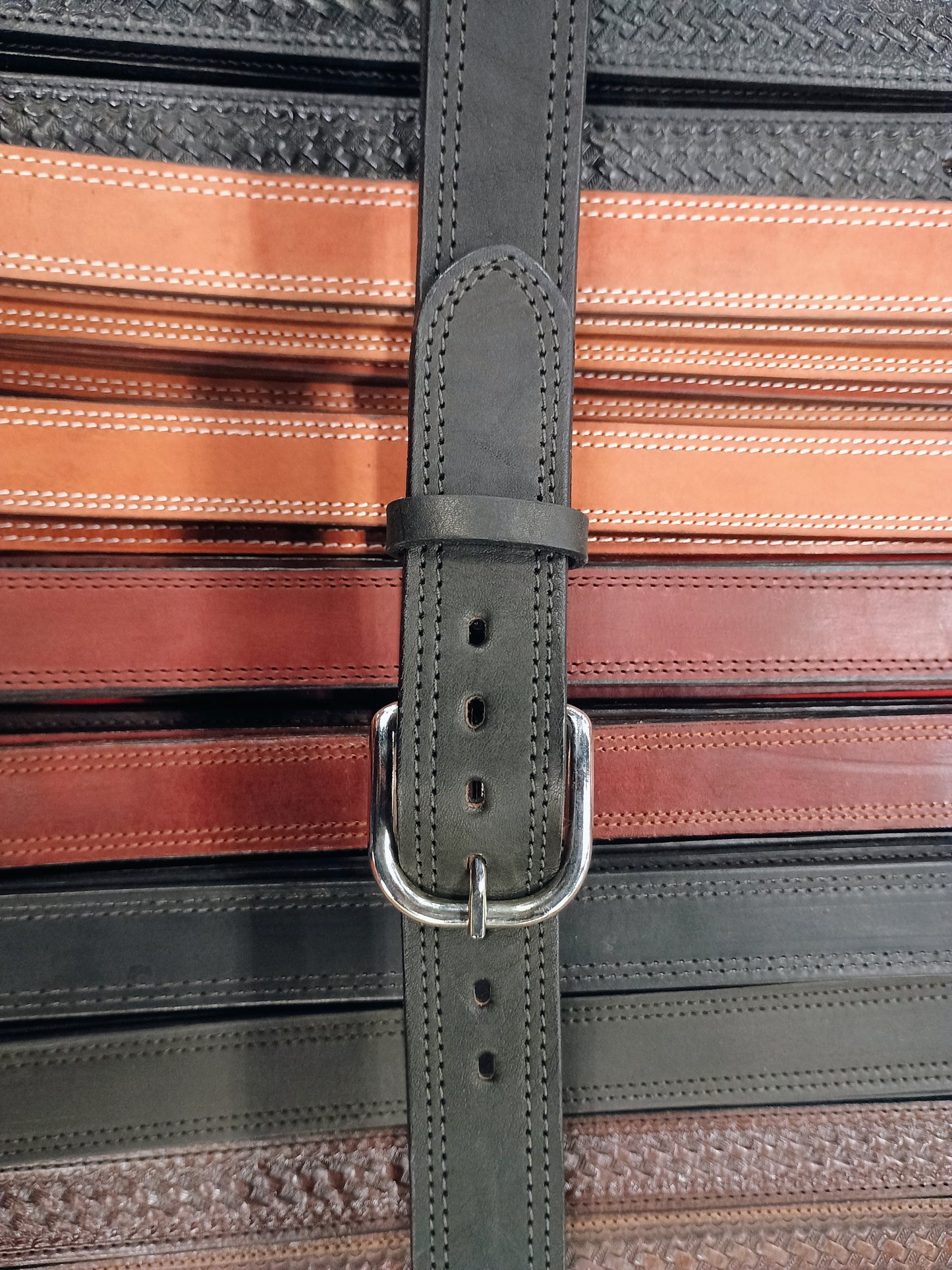 Classic Carry Double Stitch Smooth Full Grain Leather Concealed Carry / Western Belt - Black