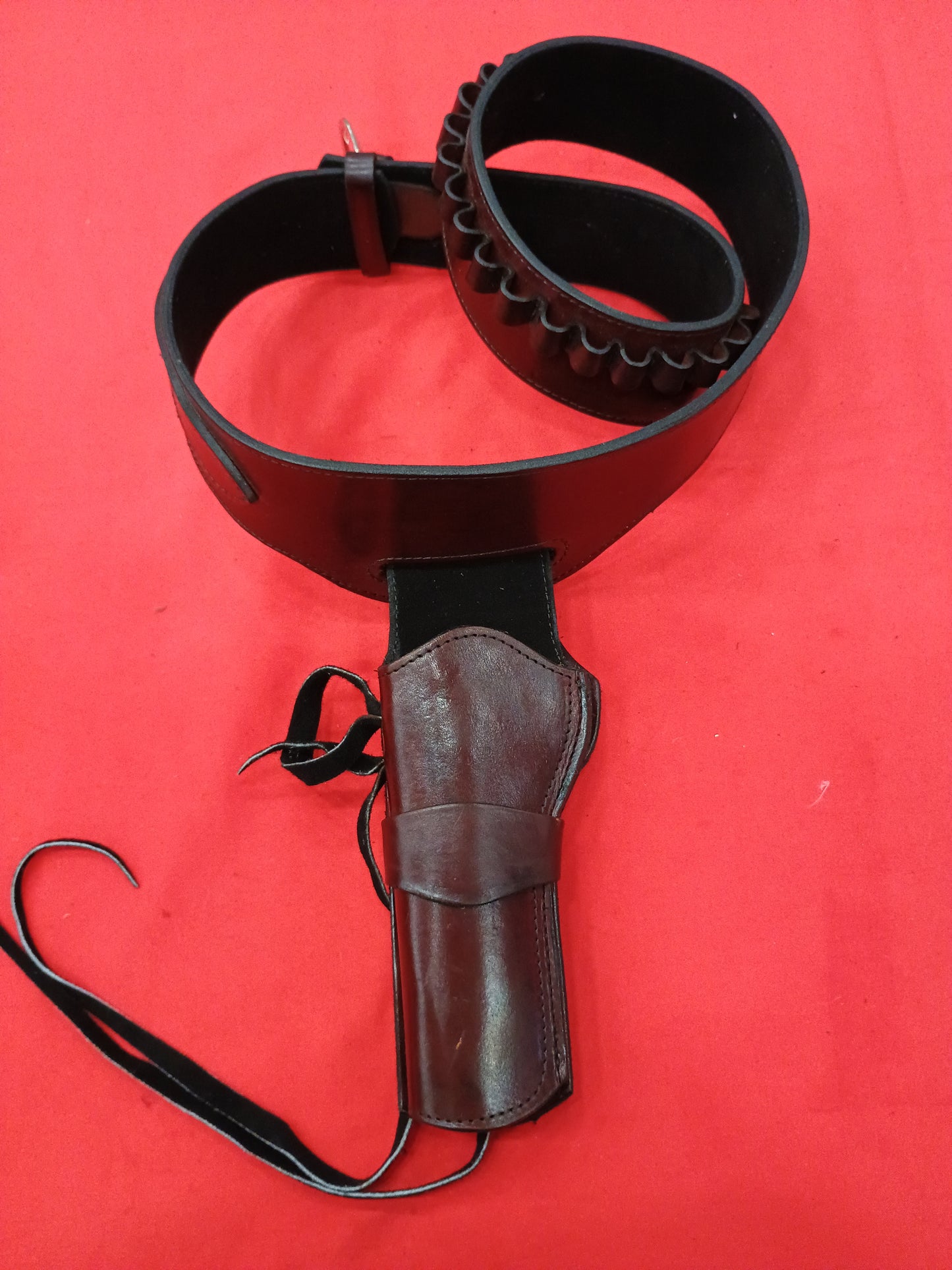 44/45 caliber LEFT Plain Brown Western Rig Desert Gunslinger Pistol Cowboy Fast Draw Rig Gun Holster Belt Genuine Leather Ruger Colt Uberti