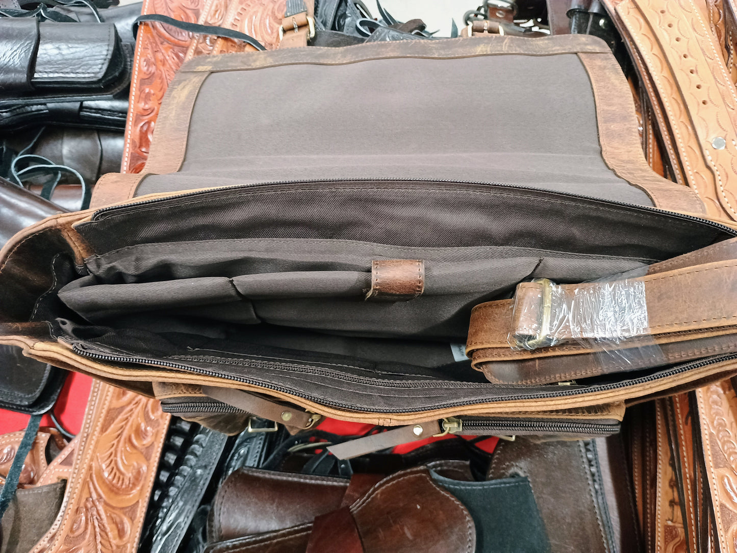 Water Buffalo Leather Laptop Satchel – Heavy-Duty Office Bag with Concealed Carry Pocket