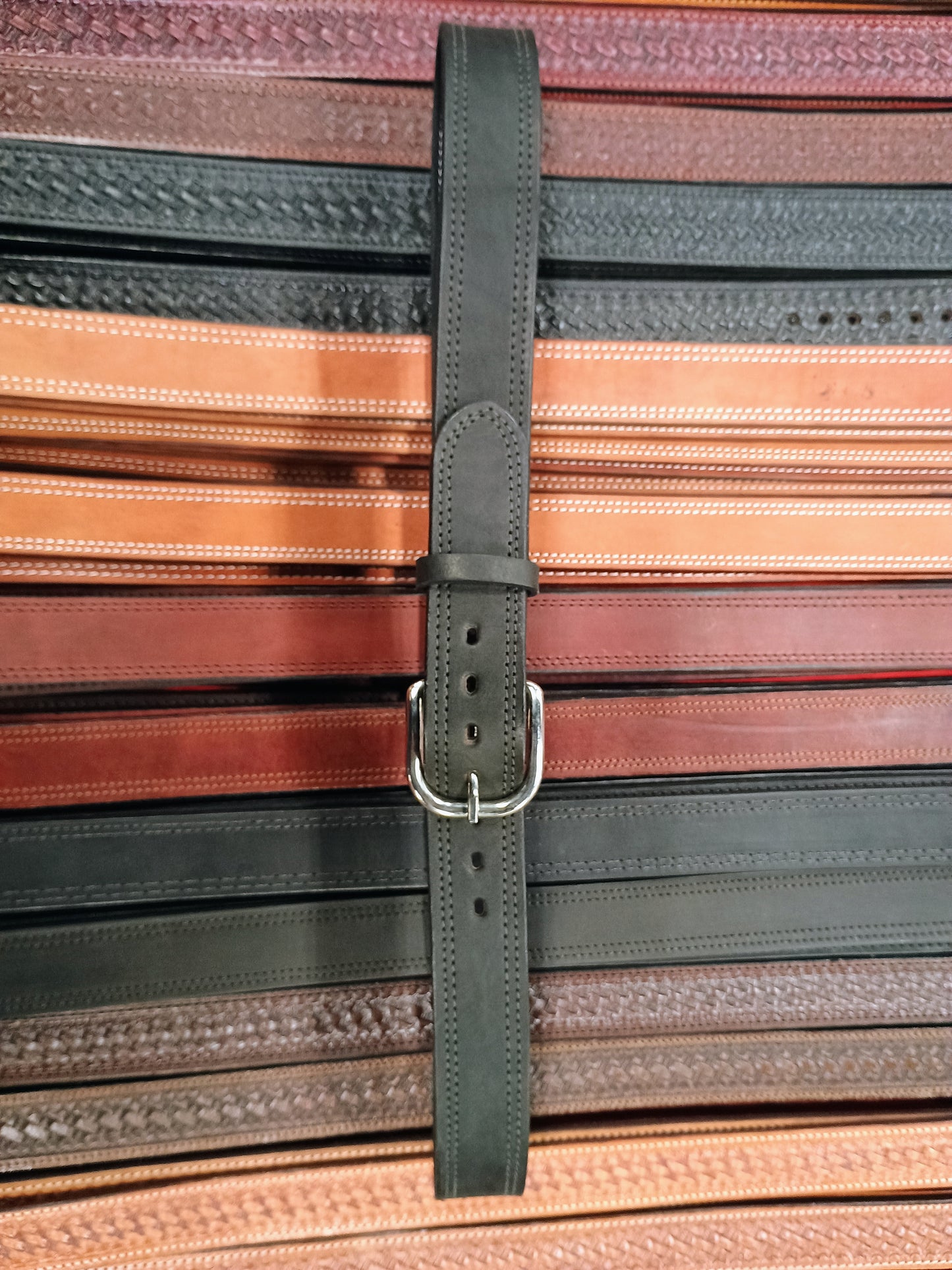 Classic Carry Double Stitch Smooth Full Grain Leather Concealed Carry / Western Belt - Black