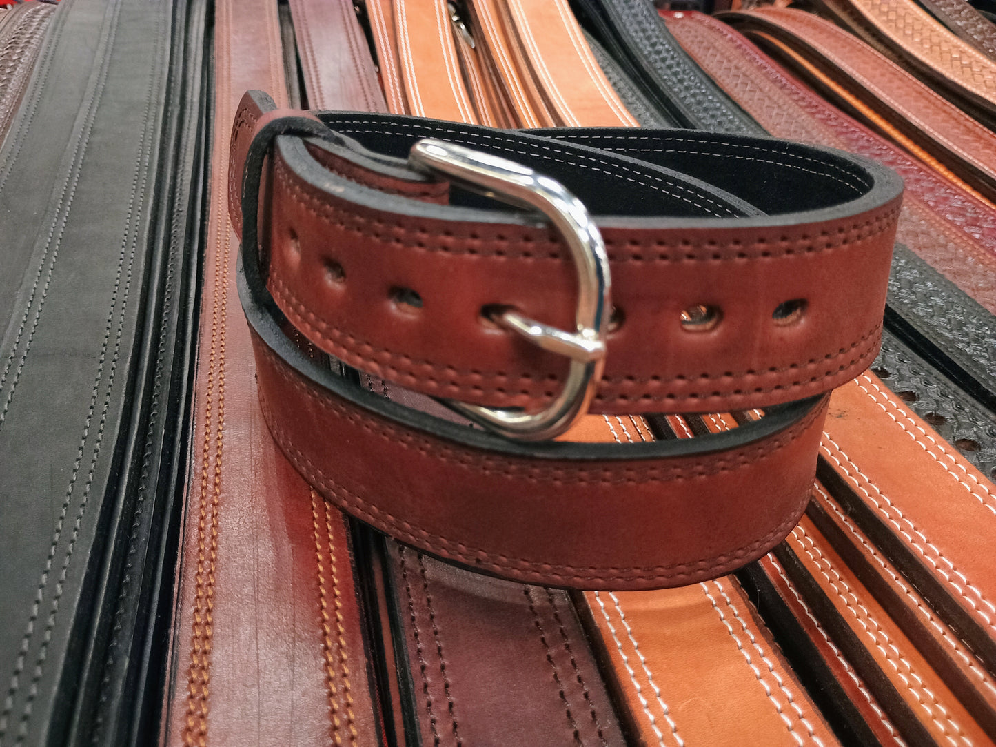 Classic Carry Double Stitch Smooth Full Grain Leather Concealed Carry / Western Belt - Cordova
