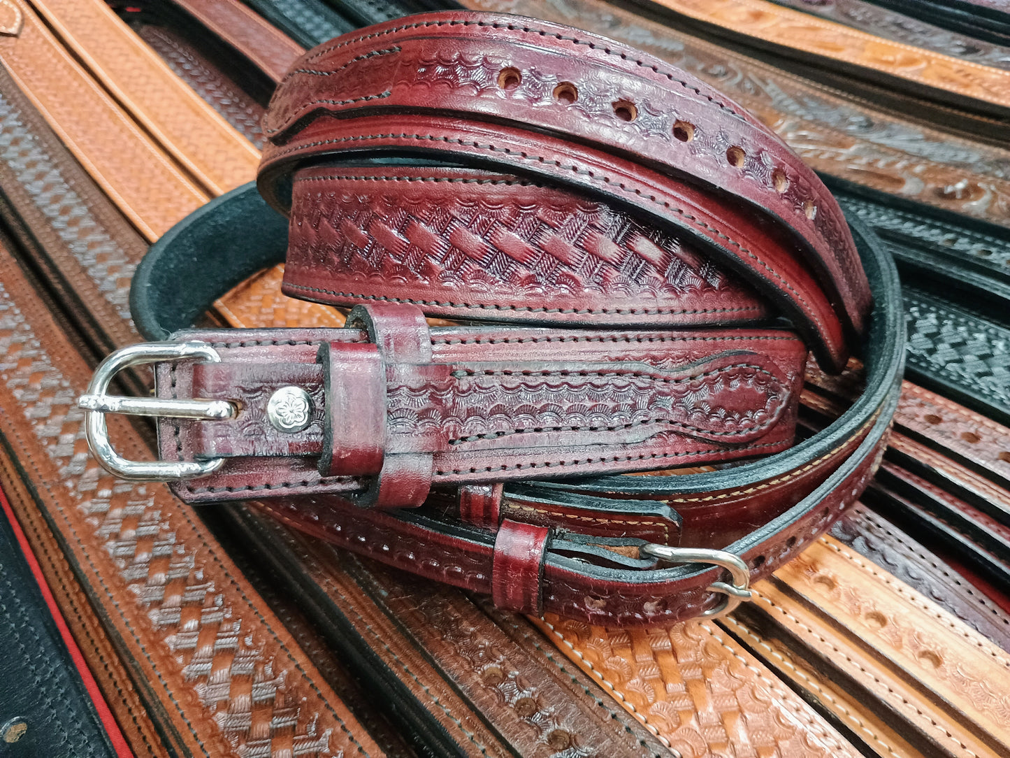 Classic Ranger Belt - Cordova Wine Basketweave