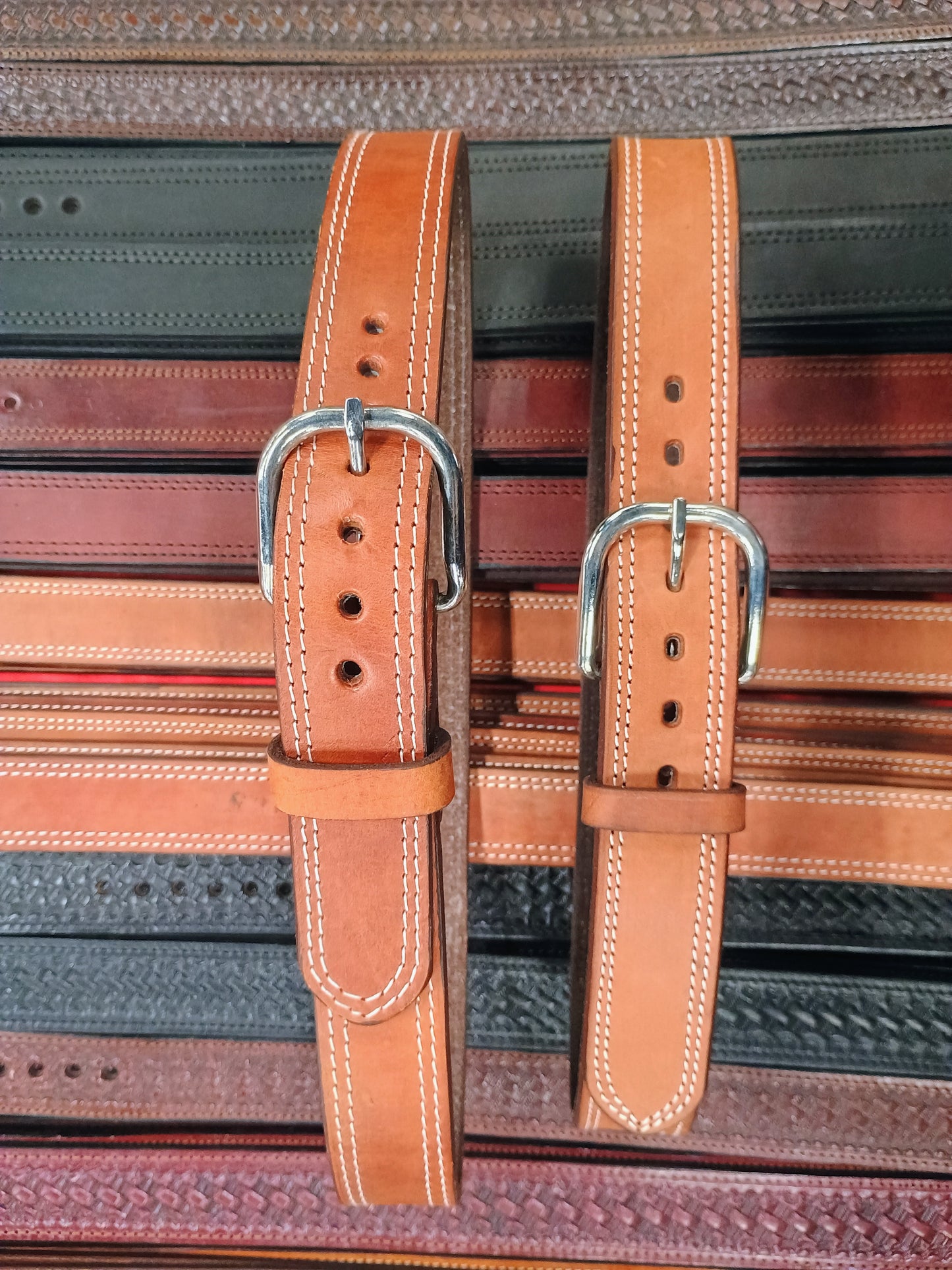 Classic Carry Double Stitch Smooth Full Grain Leather Concealed Carry / Western Belt - Saddle Tan