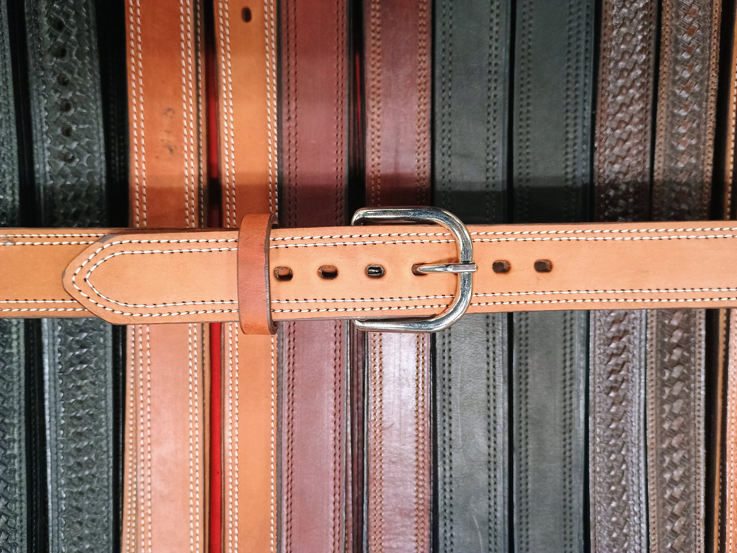 Classic Carry Double Stitch Smooth Full Grain Leather Concealed Carry / Western Belt - Saddle Tan