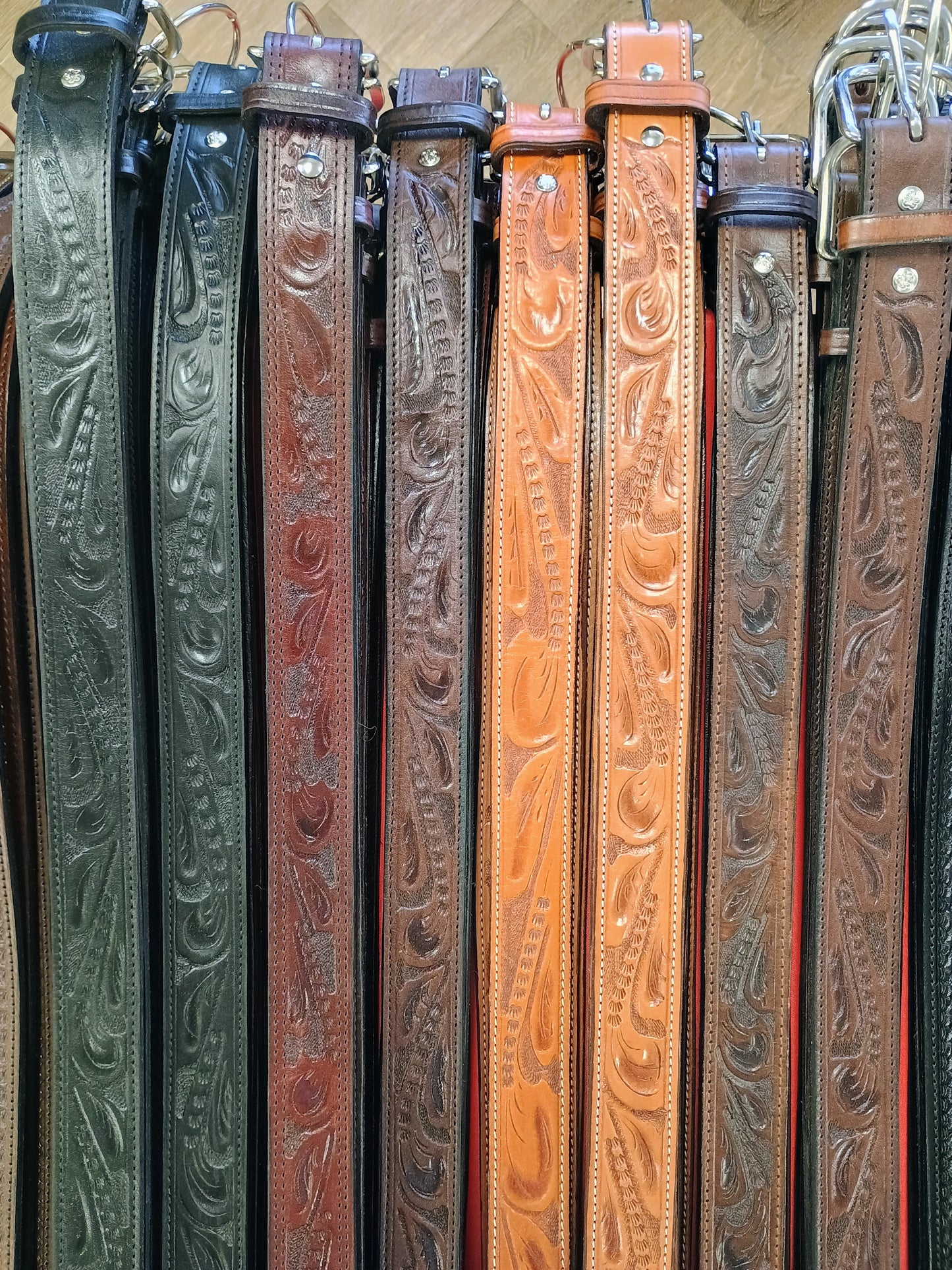 Western Botanical / Leaf Tooled Full Grain Leather Concealed Carry / Western Belt - Tan