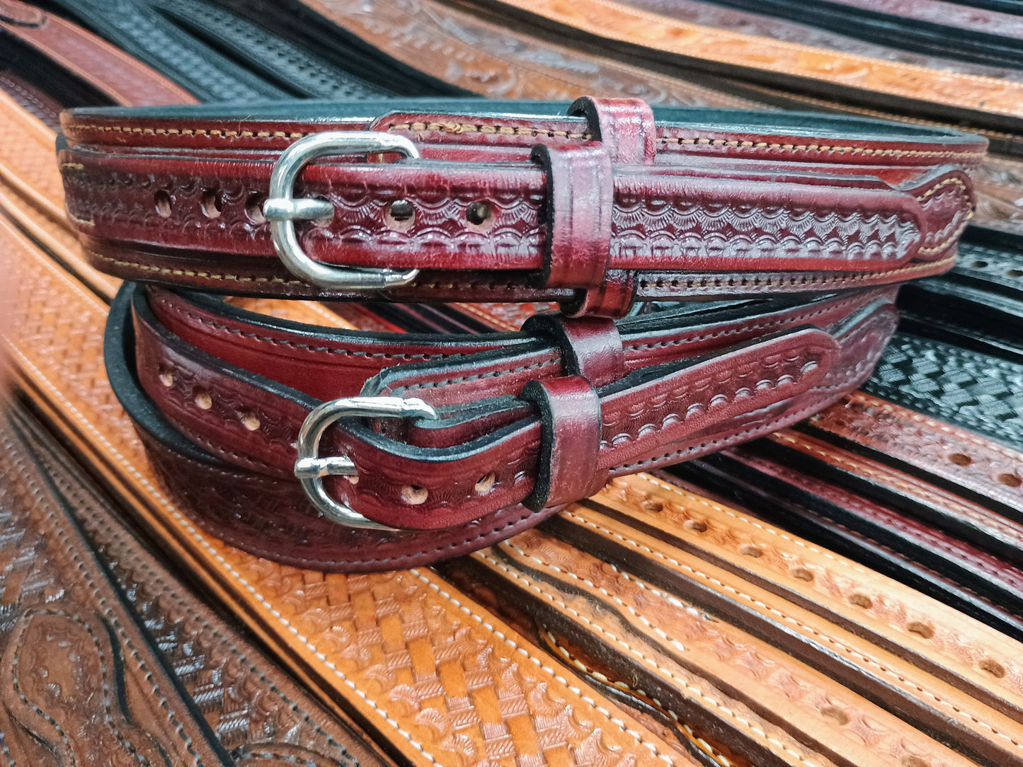 Classic Ranger Belt - Cordova Wine Basketweave