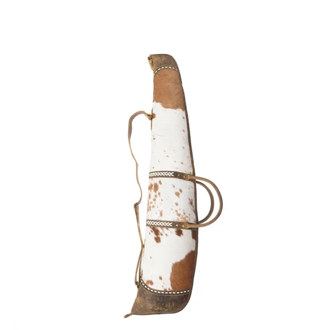 48" Myra Dusty Trail Genuine Leather &amp; Cowhide Rifle Case – Western Style