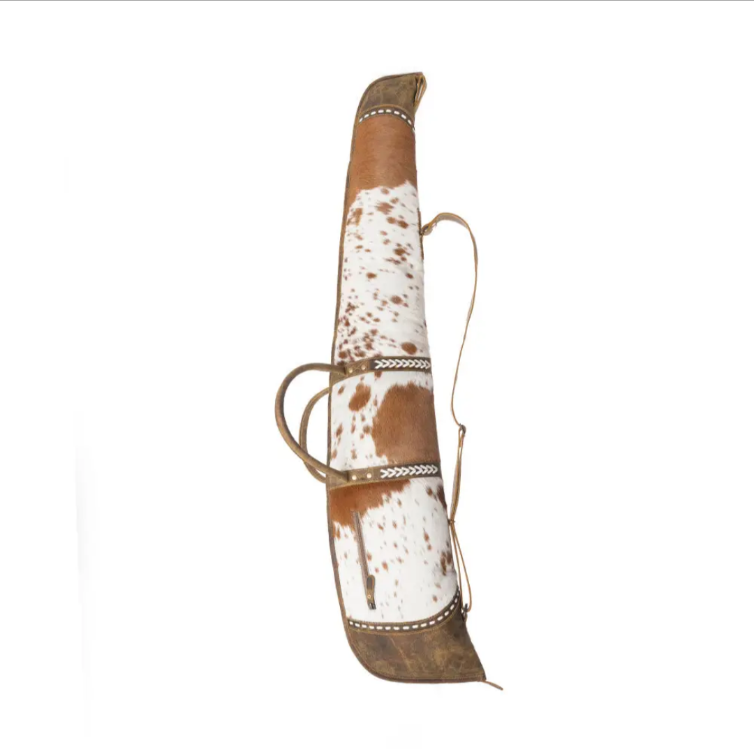48" Myra Dusty Trail Genuine Leather &amp; Cowhide Rifle Case – Western Style