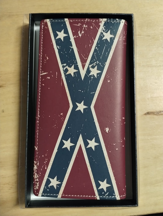 Montana West Genuine Leather Men's Wallet Confederate Flag BiFold Patriotic