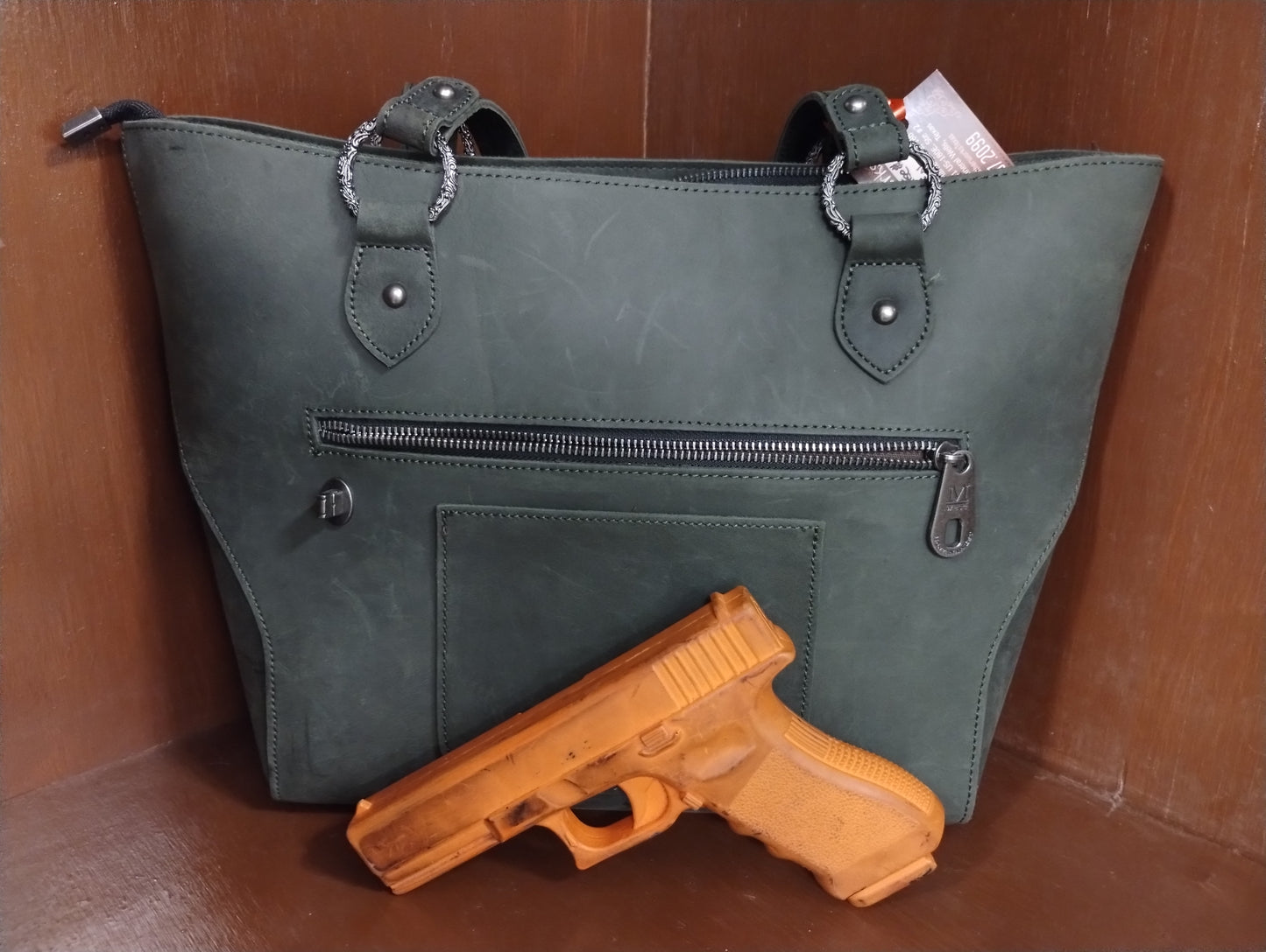 Montana West Select Leather Concealed Carry Purse Dark Green