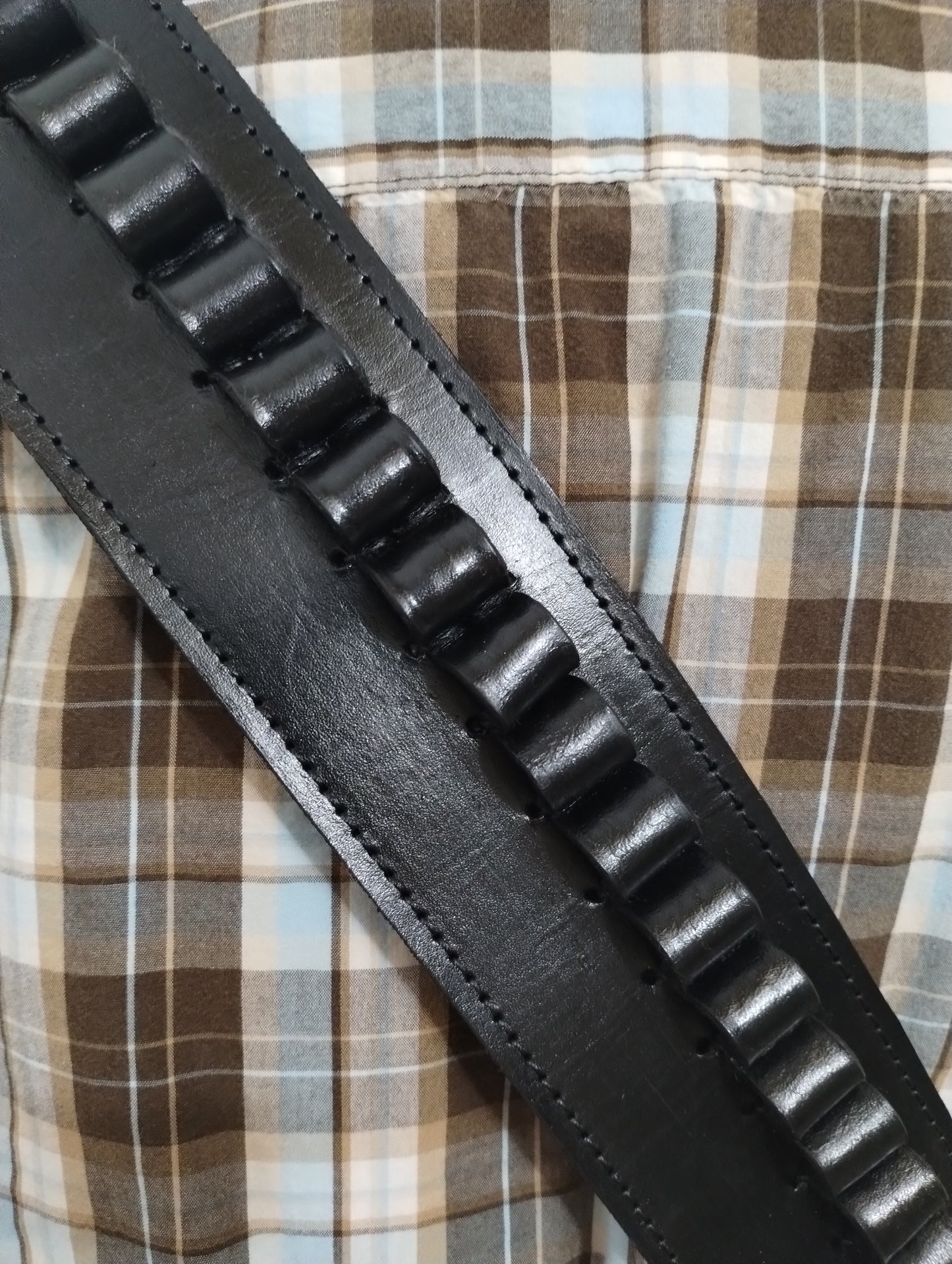 .44 / .45 cal. Black Leather Cross-Body Shoulder Bandolier