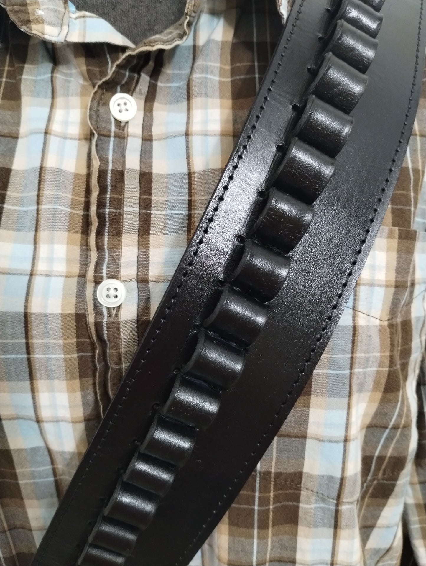 .44 / .45 cal. Black Leather Cross-Body Shoulder Bandolier