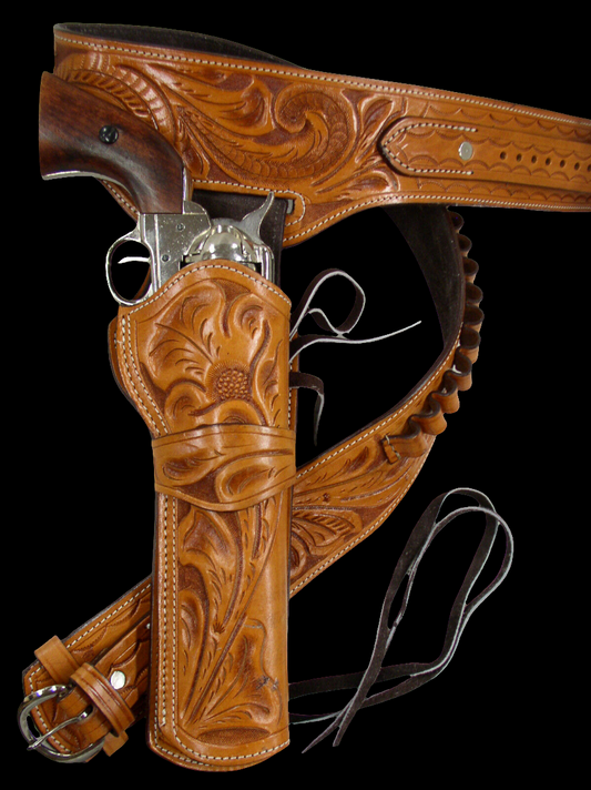 357/38 Desert Gunslinger Pistol Cowboy Fast Draw Rig Gun Holster Belt Genuine Leather Ruger Colt Uberti