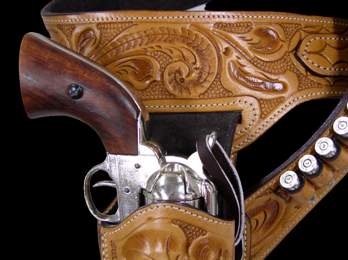 357/38 Desert Gunslinger Pistol Cowboy Fast Draw Rig Gun Holster Belt Genuine Leather Ruger Colt Uberti