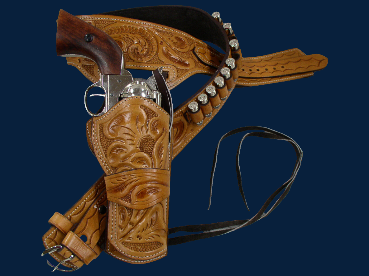 357/38 Desert Gunslinger Pistol Cowboy Fast Draw Rig Gun Holster Belt Genuine Leather Ruger Colt Uberti