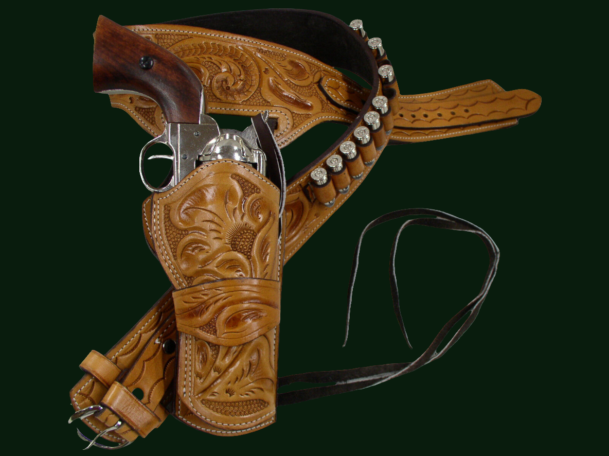 357/38 Desert Gunslinger Pistol Cowboy Fast Draw Rig Gun Holster Belt Genuine Leather Ruger Colt Uberti