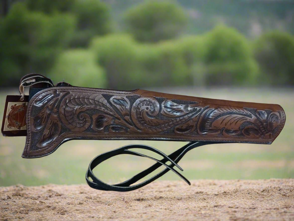 Desert Gunslinger Ranch Hand / Mare's Leg Leather Scabbard / Drop Leg Holster R-1 - Hand Tooled: Floral