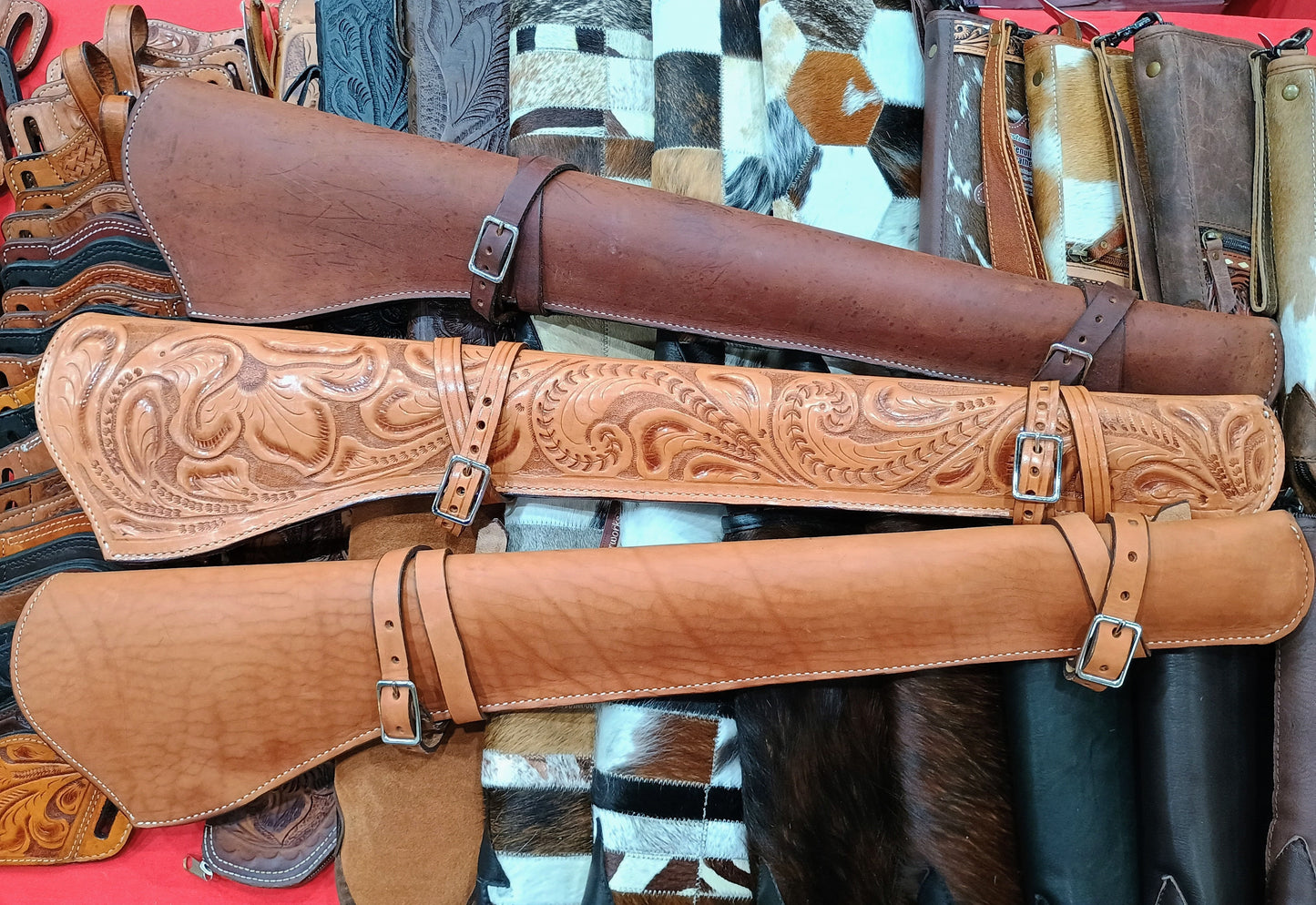 30-30 Smooth Plain Rifle Scabbard - Genuine Full Grain Leather: Suede Lining
