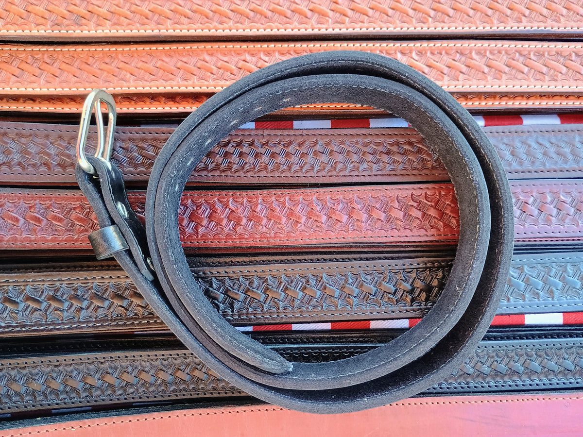 1.25" Classic Western Basket Weave Hand Tooled Full Grain Leather Concealed Carry / Western Belt - Black