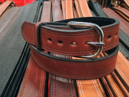 Classic Carry Double Stitch Smooth Full Grain Leather Concealed Carry / Western Belt - Cordova