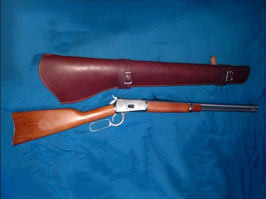30-30 Smooth Plain Rifle Scabbard - Genuine Full Grain Leather: Suede Lining